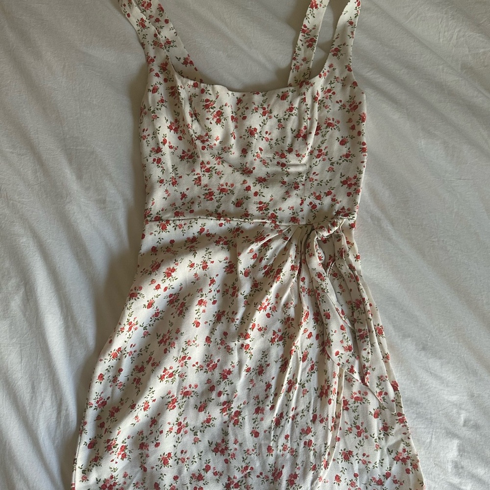 Reformation White and Red Floral Mini Dress